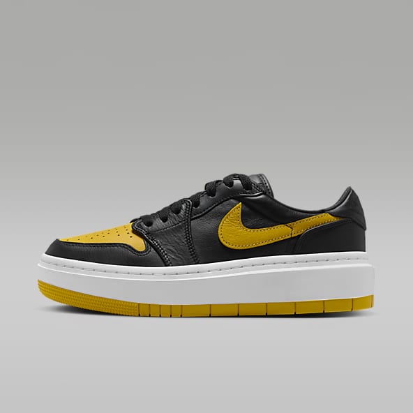Nike platform sneakers black and gold hot sale